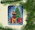 Brussels Griffon Christmas Reindeer Porcelain Ornament Christmas Tree Hanging Decorations for Home Christmas Holiday, Rectangle, Gift, Multicolor