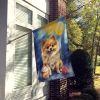 Pomeranian Happy Birthday House Flag Large Porch Sleeve Pole Decorative Outside Yard Banner Artwork Wall Hanging, Polyester, House Size, Multicolor
