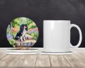Cavalier Spaniel Spring Path Large Sandstone Coasters Pack of 4 Absorbent Round Coasters Decor Gifts for Men or Women, 4 in, Multicolor