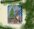 Great Dane Christmas Reindeer Porcelain Ornament Christmas Tree Hanging Decorations for Home Christmas Holiday, Rectangle, Gift, Multicolor