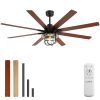 (Same as W882P212626) Modern 66 Inch Ceiling Fan With 6 Speed Wind 8 Blades Remote Control Reversible DC Motor With Light