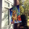 Tibetan Mastiff Christmas Reindeer House Flag Large Porch Sleeve Pole Decorative Outside Yard Banner Artwork Wall Hanging, Polyester, House Size, Mult