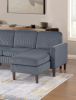 3pc Sectional Set RAF/LAF Chaise Armless Loveseat Dark Gray Corduroy Couch Relax Modern Comfort Living Room
