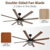 (Same as W882P212626) Modern 66 Inch Ceiling Fan With 6 Speed Wind 8 Blades Remote Control Reversible DC Motor With Light