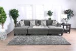 Gray Chenille 5pc Sectional Set Living Room Furniture Pillows Armless Chair Ottoman Chaise Plush Couch Sectionals