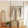 Drill-Free L-Shaped Room Divider Curtain Rod, Adjustable 28"-142"W x 4-10 ft H Heavy-Duty Partition Rod- Black