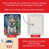 White English Bulldog Christmas Reindeer Porcelain Ornament Christmas Tree Hanging Decorations for Home Christmas Holiday, Rectangle, Gift, Multicolor