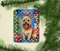 Cairn Terrier Christmas Reindeer Porcelain Ornament Christmas Tree Hanging Decorations for Home Christmas Holiday, Rectangle, Gift, Multicolor