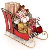 3 FT Christmas Metal Sleigh Decoration Santa Sleigh with 2-Tier Storage Shelf