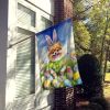 Pomeranian Easter Egg Hunt House Flag Large Porch Sleeve Pole Decorative Outside Yard Banner Artwork Wall Hanging, Polyester, House Size, Multicolor