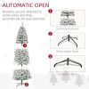 HOMCOM 9ft Flocked Christmas Tree, Pre Lit Xmas Tree with 550 LED Lights, 988 Branches & Detachable Base, Christmas Decoration, Green/White