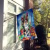 Papillon Christmas Reindeer House Flag Large Porch Sleeve Pole Decorative Outside Yard Banner Artwork Wall Hanging, Polyester, House Size, Multicolor