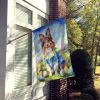 Sheltie Easter Egg Hunt House Flag Large Porch Sleeve Pole Decorative Outside Yard Banner Artwork Wall Hanging, Polyester, House Size, Multicolor