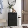 Modern Shoe Storage Cabinet with 2 Flip Drawers for 10 Pairs, Narrow Shoe Organizer for Entryway, Hallway, Black