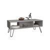 Coffee Table 15.7" H, with 4 Legs and 2 Shelves, White