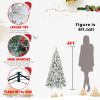 4ft Hinged Full Snow-Flocked Christmas Tree with 350 Mixed PVC & Pine Needles Tips
