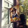 Cavalier Spaniel Thanksgiving House Flag Large Porch Sleeve Pole Decorative Outside Yard Banner Artwork Wall Hanging, Polyester, House Size