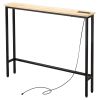 39.4" Narrow Console Sofa Table with Power Outlets and USB Ports, Skinny Couch Table with Metal Frame and Charge Station with 4.9ft Extension Cord