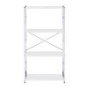 White and Chrome 4-Tier Rectangular Bookshelf