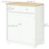 Sideboard Buffet Cabinet with Storage, 27" Kitchen Cabinet with Adjustable Shelf, 2 Drawers and 2 Doors, Coffee Bar Cabinet with Rubberwood Tabletop