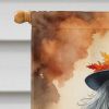 Grey Silver Poodle Thanksgiving House Flag Large Porch Sleeve Pole Decorative Outside Yard Banner Artwork Wall Hanging, Polyester, House Size