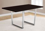 Dining Table, 60" Rectangular, Kitchen, Dining Room, Brown Laminate, Chrome Metal, Contemporary, Modern