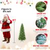 4 ft Unlit Small Christmas Tree, Green Artificial Xmas Tree with 424 PE & PVC Mixed Branches, Metal Hinges, Foldable Base