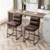 Milos Upholstered 26-inch Counter Height Stools, Set of 2, Antique Brown