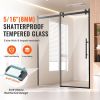 Frameless Shower Door 58-59 x 75 in Clear Tempered Glass 5/16 in Matte Black
