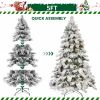 5ft Prelit Snow Flocked Christmas Tree with 200 Warm White Lights for Bedroom Living Room Indoor Outdoor