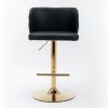 A&A Furniture,Swivel Barstools Adjusatble Seat Height, Modern PU Upholstered Bar Stools with the whole Back Tufted, for Home Pub and Kitchen Island(Bl