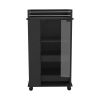 Baltimore Bar Cart with Casters, Glass Door and 2-Side Shelf