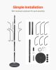 VEVOR Freestanding Coat Rack Coats Tree Stand with Stable Marble Base & 6 Hooks