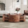 Burl Wood Rotating Coffee Table with 2 Drawers, 360Â° Rotating Top, Walnut, 28.4"