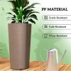 Outdoor flower pot, set of 2 plastic flower pots, space saving brown color