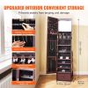 VEVOR Mirror Jewelry Cabinet 360Â° Swivel Standing Mirror with Storage Brown