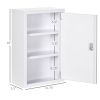12x18 White Lockable Medicine Cabinet 3 Tier Steel Medical Box 2 Keys Bathroom Wall Storage