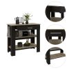 1-Drawer 2-Shelf Kitchen Island Wenge and Light Oak