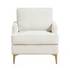 Modern Comfort Accent Chair 1pc Beige Chenille Upholstery Gold Finish Metal Legs Living Room Furniture Durable Plywood