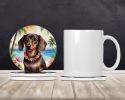 Dachshund Luau Large Sandstone Coasters Pack of 4 Absorbent Round Coasters Decor Gifts for Men or Women, 4 in, Multicolor