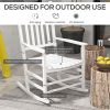 Outsunny Wooden Rocking Chair Set with Side Table, Curved Armrests, Outdoor Seating Solution, Durable and Sturdy, White