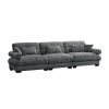 Extra Large 3 Seat Modern Velvet Sofa, Oversize Sofa, Clould Like Comfortable Seat and Back Support, With Waist Pillows and Throw Pillows,Grey