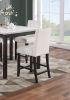 Modern 5pc Counter Height Dining Set Kitchen Dinette Faux Marble Top Table and 4x High Chairs White Faux Leather Cushions Seats Dining Room