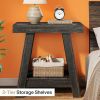 2-Tier Wooden End Table, Farmhouse Small Sofa Side Table with Storage, Slim Narrow Nightstand for Living Room