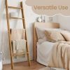 5 Tier Farmhouse Blanket Ladder Rack, Freestanding Wooden Towel and Blanket Holder, Rustic Decorative Ladder Shelf for Living Room, Bedroom