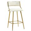 (SET of 2) 26'' Counter height bar stools Corduroy kitchen island counter bar stool with back,golden chromed base and footrest (BEIGE)