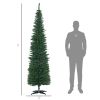 7' Artificial Pencil Christmas Tree, Slim Xmas Tree with 499 Realistic Branch Tips and Plastic Stand, Green