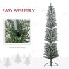 6ft Artificial Pencil Christmas Tree with 329 Snow Flocked Tips, Metal Base, Realistic Xmas Tree