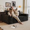 63" 2Setaser Sofa,Corduroy Fabric,Deep Seat Couches,Comfy Loveseat Sofa,No Assembly,1pcs for Living room, Bedroom,Conference room ,Apartment,Black