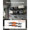 2-Tier Heavy Duty Wall Garage Shelving, 8 Pack 1 x 3 ft Steel Wall Mounted Shelving Unit with Hooks